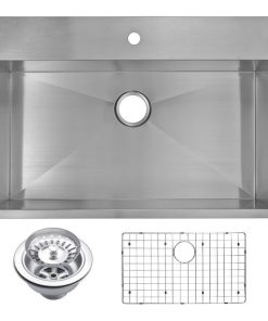 33" X 22" Zero Radius Single Bowl Stainless Steel Drop In Kitchen Sink