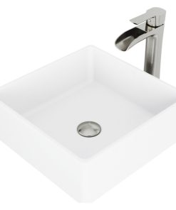 VIGO Bavaro Matte Stone Vessel Sink and Niko Faucet Set