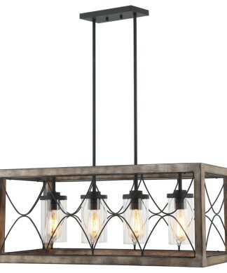 36.41 in Island Chandelier with 4-Light in Black