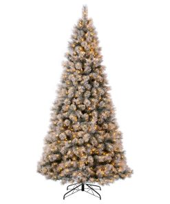 9 ' Pre-Lit Snow Flocked Artificial Spruce Christmas Tree With Lights