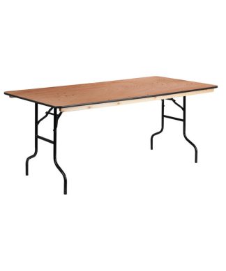 36'' x 72'' Wood Folding Banquet Table with Clear Coated Finished Top