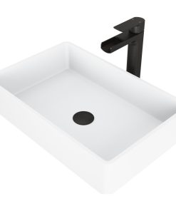 VIGO Magnolia Handmade Matte Stone Vessel Sink Set With Vessel Faucet