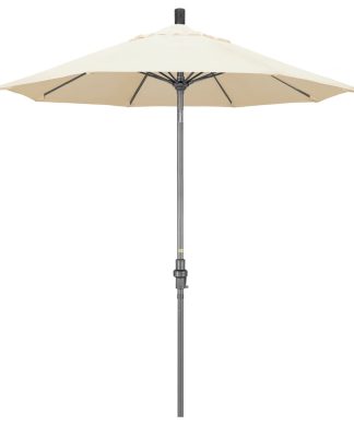 7.5' Grey Collar Tilt Crank Aluminum Umbrella, Canvas Sunbrella