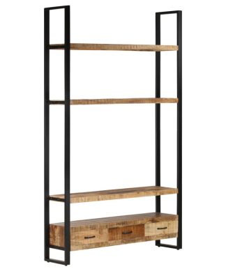 vidaXL Solid Rough Mango Wood Highboard Storage Wooden Book Cabinet Office