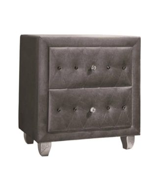 2 Drawers Fabric Upholstered Nightstand, Gray