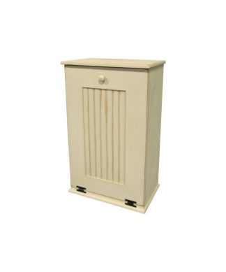 Wooden Trash Bin, Old Cream