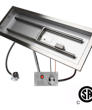 30"x10" CSA Certified Fire Pit Burner Kit, Stainless Steel, Propane