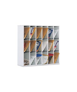 Wood Mail Sorter With Adjustable Dividers, Stackable, 18 Compartments, Gray