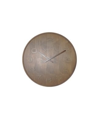 Wood Wood Big Round Wall Clock, Brown, Battery Operated