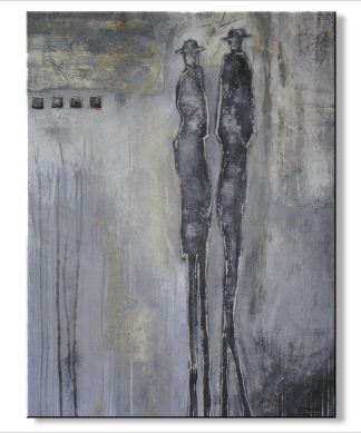 "Walking in Rain" Modern, Contemporary, Limited Edition Painting, 48x36"