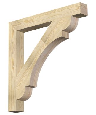4"Wx38"Dx44"H Olympic Block Rough Sawn Bracket, Western Red Cedar