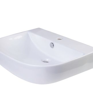 24" White D-Bowl Porcelain Wall Mounted Bath Sink