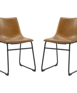 18" Faux Leather Dining Chair 2 pack, Whiskey Brown