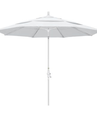 11' Matted White Collar Tilt Crank Aluminum Umbrella, White Olefin