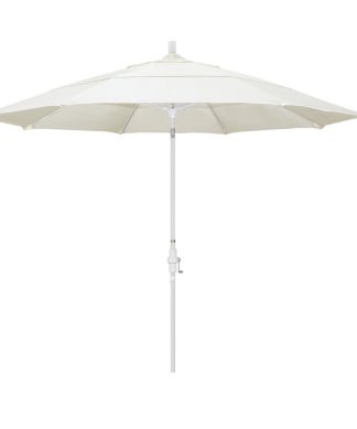 11' Matted White Collar Tilt Crank Aluminum Umbrella, Canvas Pacifica