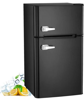 3.2 Cu.ft Compact Double Door Refrigerator and Freezer,Freestanding Mini Fridge,