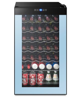 34 Bottle High Life Freestanding Wine Refrigerator, Black