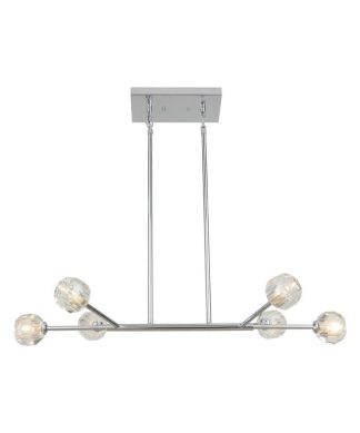 Woodbridge Lighting Faceted K9 6-Light Metal Steel Linear Pendant in Chrome