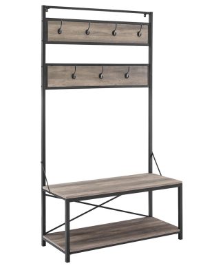 40" Rustic Wood Hall Tree - Grey Wash