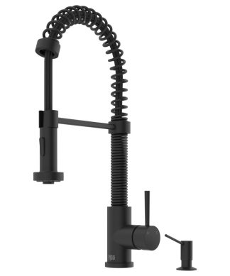 VIGO Edison Pull Down Kitchen Faucet with Braddock Soap Dispenser, Matte Black