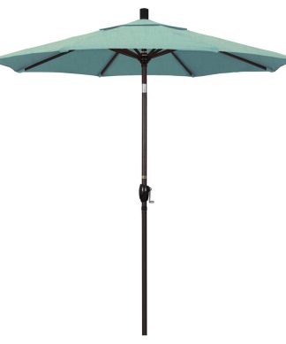 7.5' Bronze Push-Button Tilt Crank Aluminum Umbrella, Spa Sunbrella