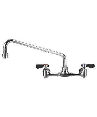 Wall Mount Laundry Faucet With Extended Swivel Spout And Lever Handles
