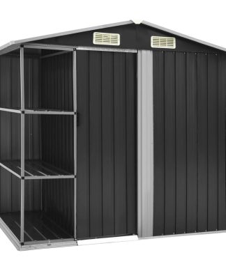 Vidaxl Garden Shed With Rack Anthracite 80.7"x51.2"x72" Iron