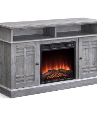 48" TV Stand Console With Fireplace, Light Grey