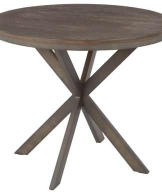 X Pedestal Dinette Table, Antique Metal/Espresso Bamboo
