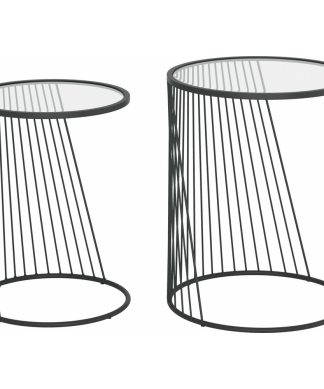 Yauco Nesting Table Set - Clear, Black
