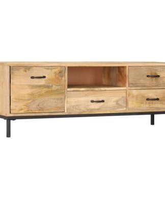 vidaXL Solid Mango Wood TV Cabinet 51.1"x11.8"x17.7" HiFi Media Stand Center