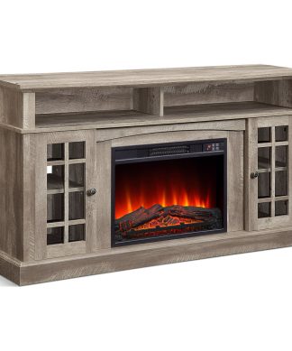 58" TV Stand Entertainment Center With Electric Fireplace, Ashland Pine