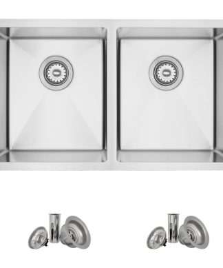 31"L x 18"W Stainless Steel Double Basin Undermount Kitchen Sink with Strainers