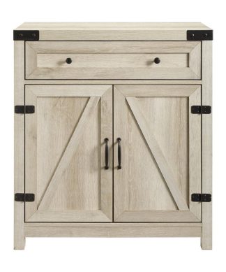 30" Farmhouse Barn Door Accent Cabinet - White Oak