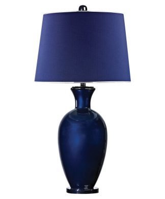34" Helensburugh Glass Table Lamp, Navy Blue
