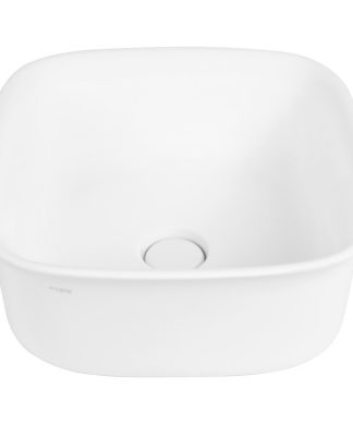 16" Trace Arched Square Above Counter Ceramic Vessel Sink, White