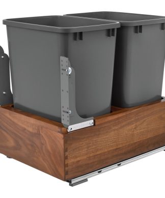 Walnut Bottom Mount Pull Out Waste/Trash Container, 15", 35 qt./8.75 gal