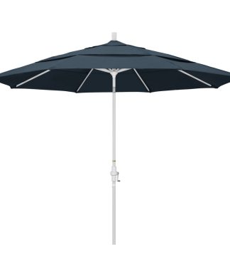 11' Matted White Collar Tilt Crank Aluminum Umbrella, Sapphire Pacifica