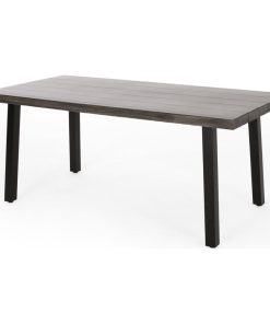 Yisroel Outdoor Aluminum Dining Table, Gray, Matte Black