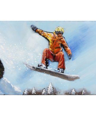 "Skateboarding" Mixed Media Iron Hand Painted Dimensional Wall Decor