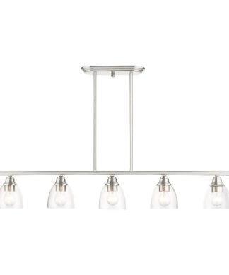 5 Light Linear Chandelier in Montgomery Style - 5 Inches wide by 14.25 Inches