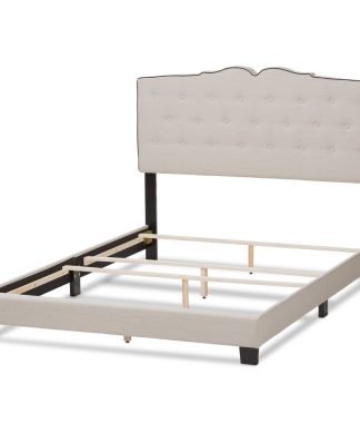 Vivienne Fabric Upholstered Bed, Light Beige, Queen