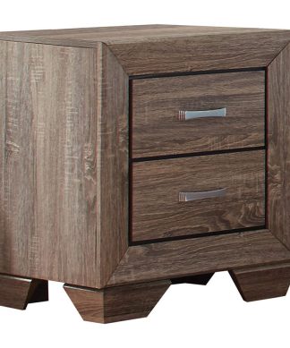 Wood Nightstand with 2 Drawers, Washed Taupe
