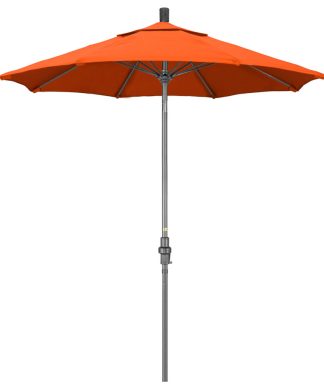 7.5' Grey Collar Tilt Crank Aluminum Umbrella, Melon Sunbrella