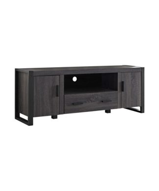 60" Ash Gray Wood TV Stand Console, Charcoal