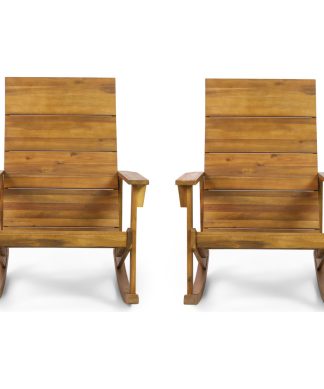 Winder Outdoor Acacia Wood Adirondack Rocking Chair, Set of 2, Teak
