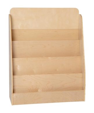 4 Shelf Single-Sided Kids Natural Wooden Book & Magazine Display Stand -...