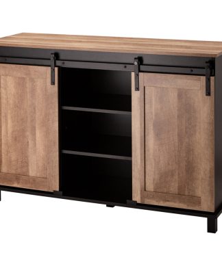 47.20" Modern Industrial Black Large Sideboard With Natural Top