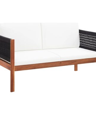 vidaXL Solid Acacia Wood Patio Sofa 2-Seater Outdoor Garden Seating Lounger