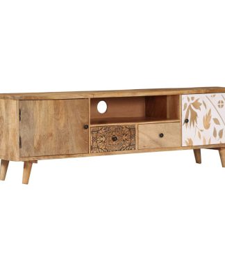 vidaXL Solid Mango Wood TV Cabinet TV Unit Stand Living Room Lowboard Storage